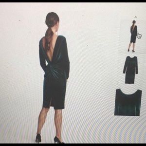 H&M Velvet Evergreen Long Sleeve Midi Dress